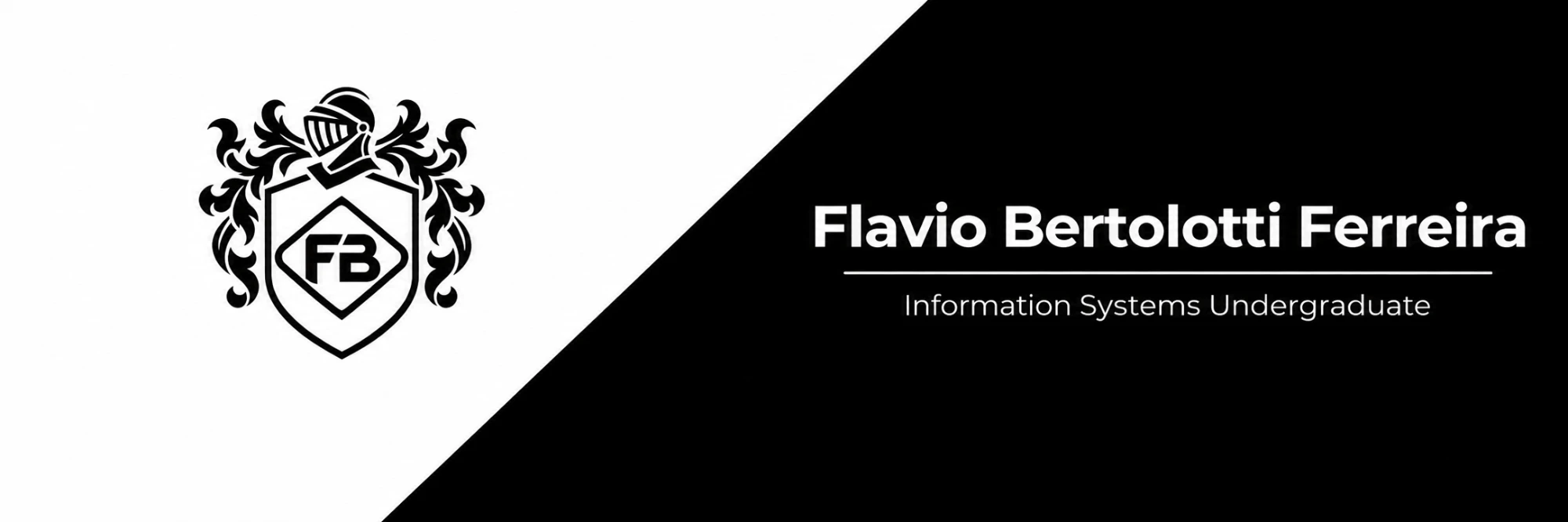 Banner: brasão FB e o nome Flavio Bertolotti Ferreira, Information Systems Undergraduate